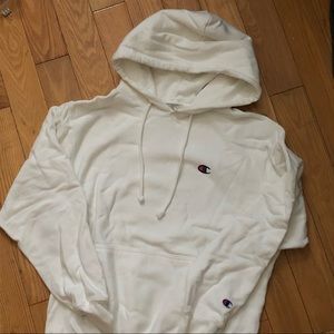 champion reverse weave hoodie in all white